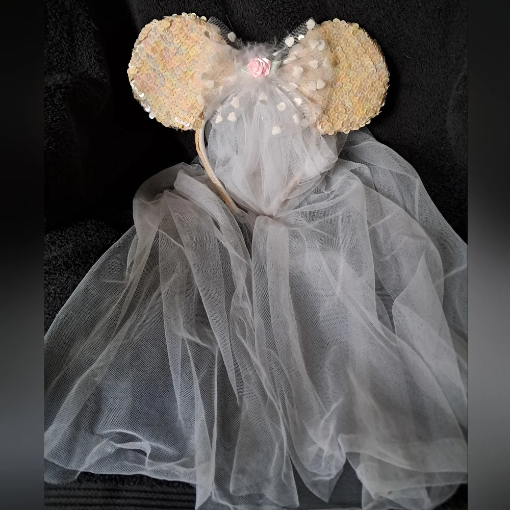Disney Parks Iridescent Bride Minnie Ears